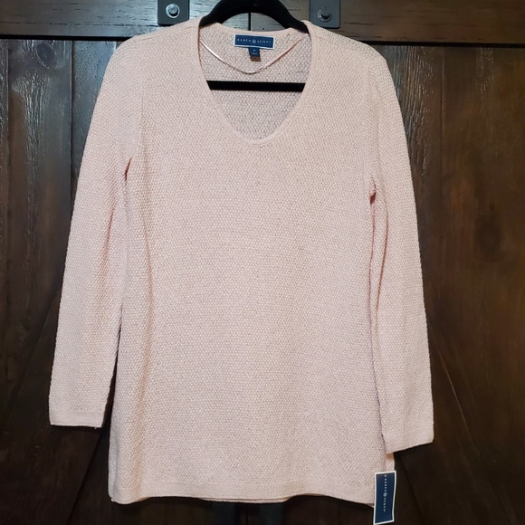 NWOT - Karen Scott Cotton Textured Tunic Top Pink - Picture 1 of 5